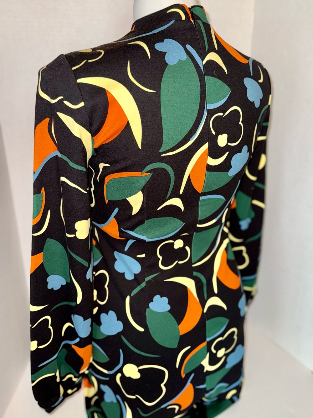 Boden Jersey dress, blouson sleeve abstract floral print - Picture 3 of 7